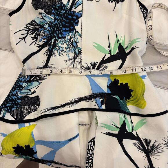 Proenza Schouler Ivory Multicolor Ikebana Print Sleeveless Peplum Dress Size 0 - Picture 6 of 9